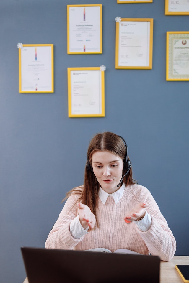 teacher creating a video